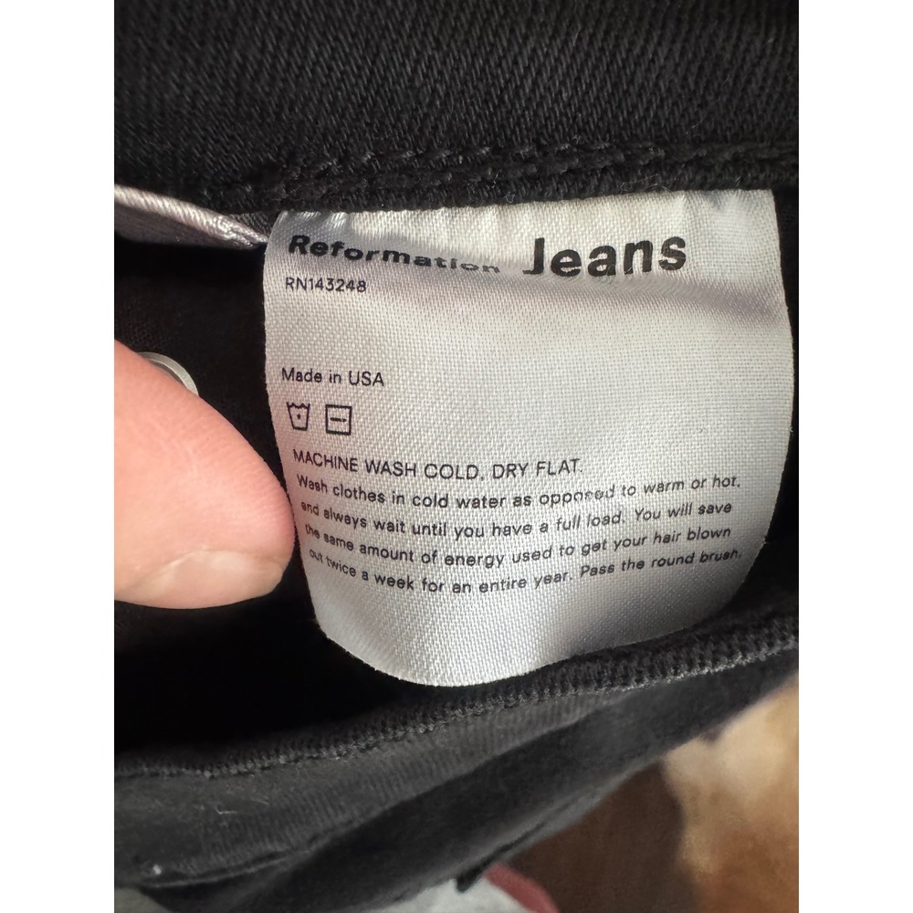 Reformation‎ Liza High Straight Jean Black Destroyed Distressed Raw Hem Size 28 - Picture 7 of 8